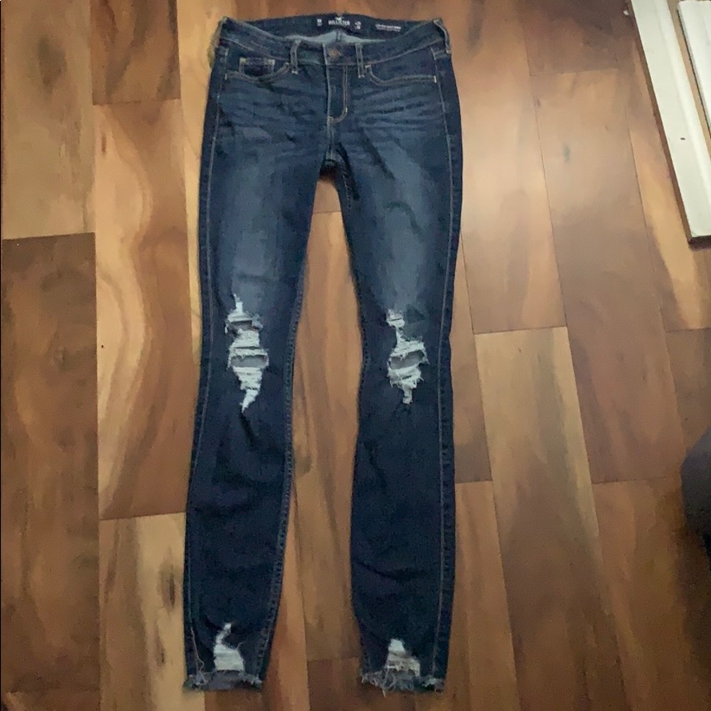 Hollister Dark Washed Distressed Skinny Jeans